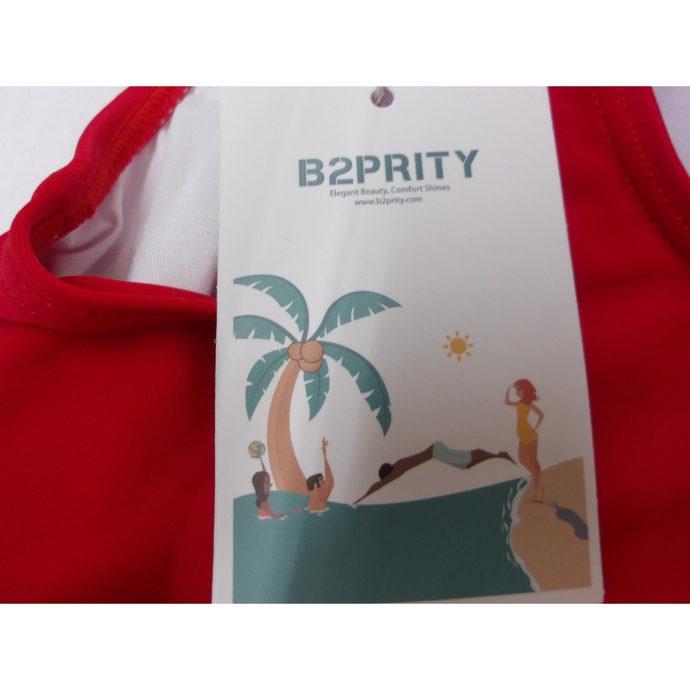 Tropical Floral Bikini Set Red Green White‎ Two Piece Tankini XL /#26543 - Picture 4 of 7